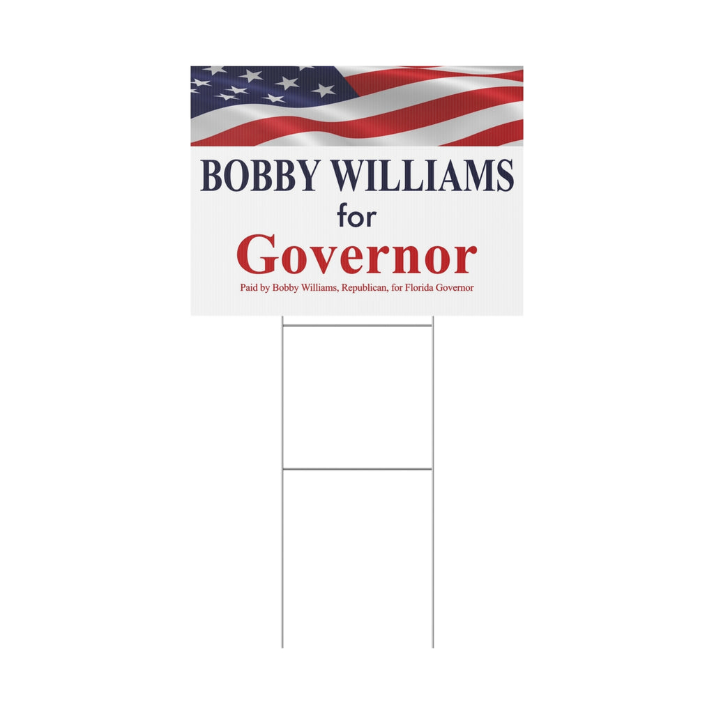 Bobby Williams for Governor Plastic Yard Sign — Patriotic Campaign Lawn Sign