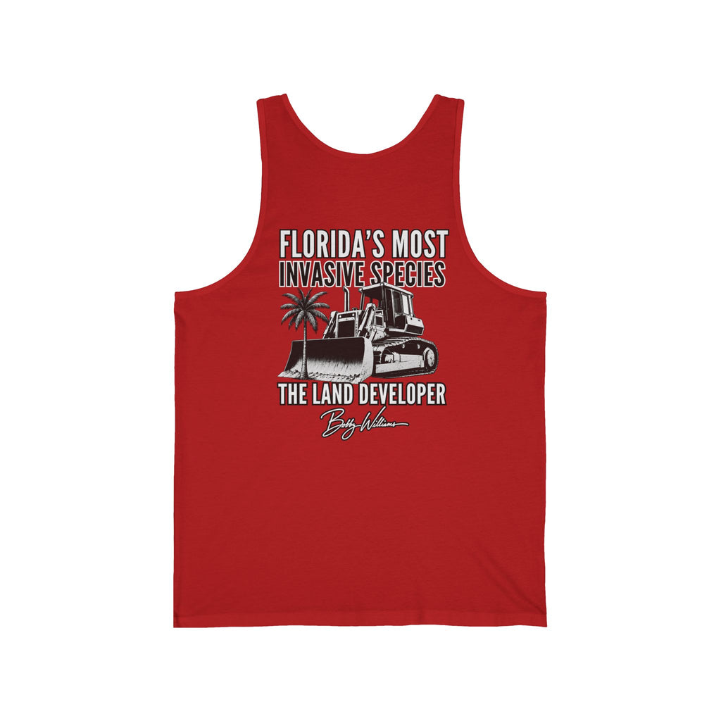 Unisex Jersey Tank — "Florida's Most Invasive Species - The Land Developer”