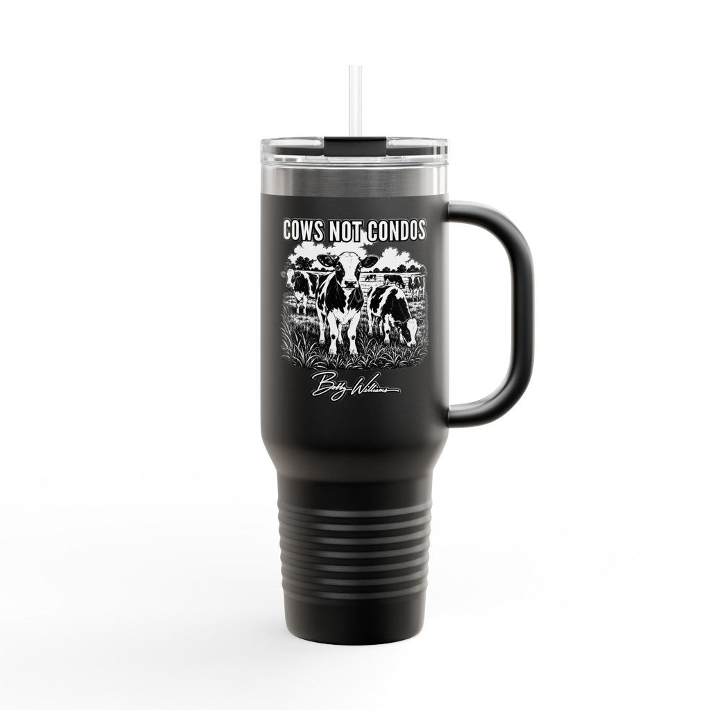 40oz Insulated Travel Mug — "Cows Not Condo"