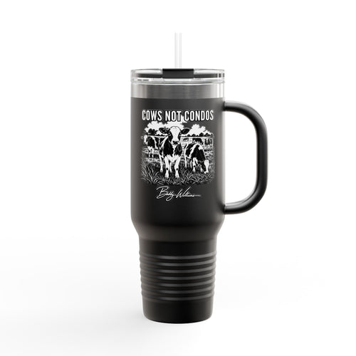 40oz Insulated Travel Mug — "Cows Not Condo"