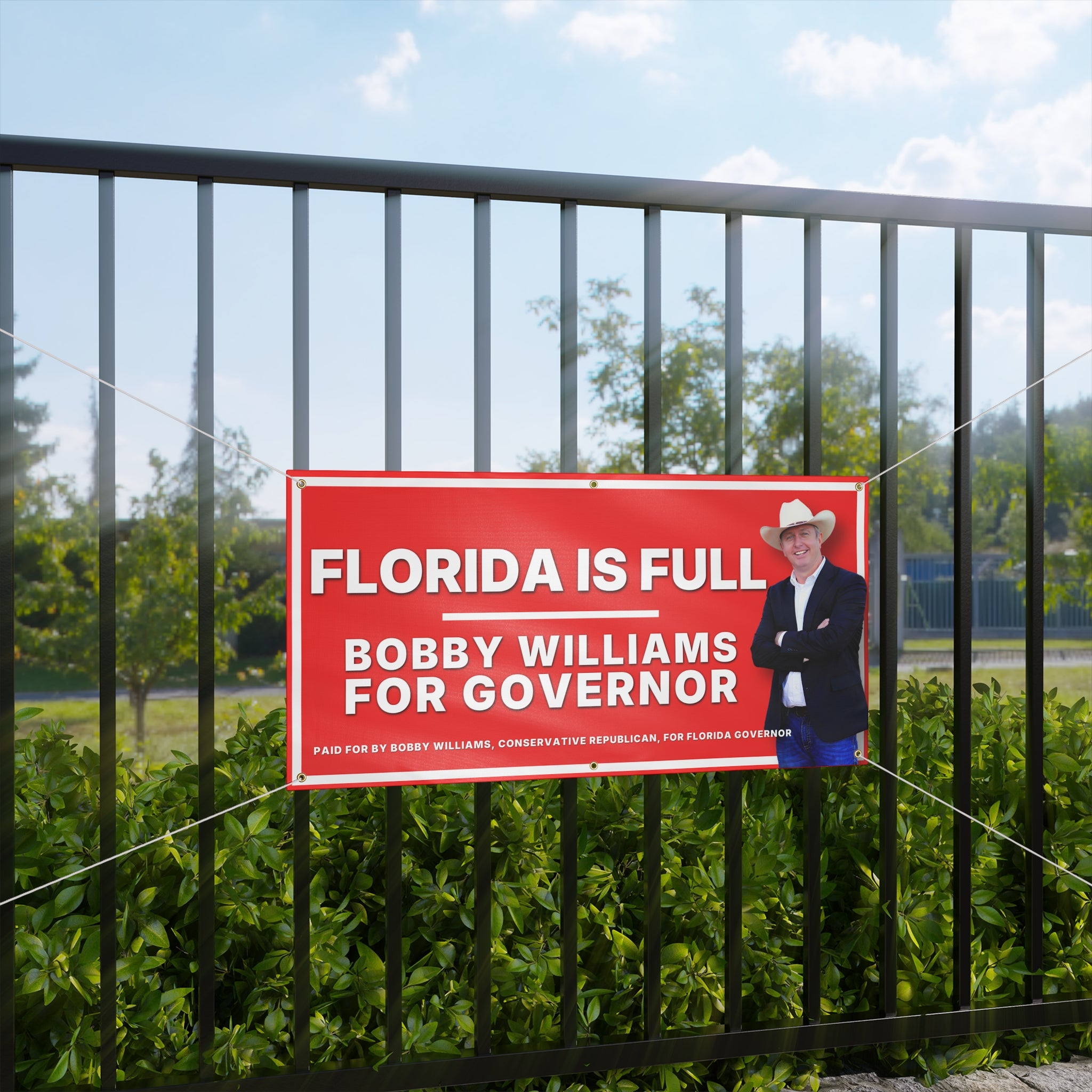 Campaign Banner — 'Florida Is Full' Matte Sign